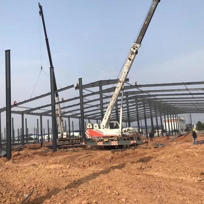 Custom Prefab Steel Warehouse With Sandwich Panels / Sliding Doors