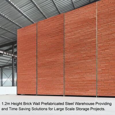 1.2m Height Brick Wall Prefabricated Steel Warehouse Providing and Time Saving Solutions for Large Scale Storage Projects